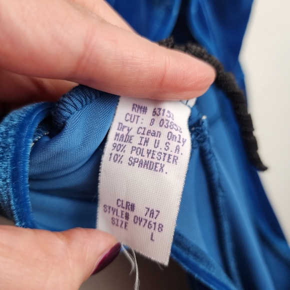 Vintage 90's Blue Crushed Velvet Open Back Dress - Picture 7 of 7